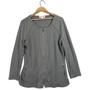 Neon Buddha Women's Gray Full‎ Zip Textured Cotton Jacket - Size S